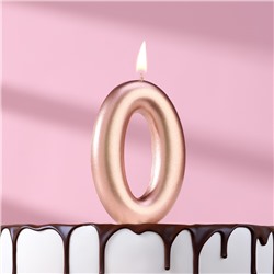 Свеча в торт "Европейская", цифра "0", 6 см, розовое золото