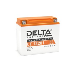 Аккумуляторная батарея Delta СТ12201 (YTX20L-BS, YTX20HL-BS, YB16L-B, YB18L-A) 12 В, 20 Ач обратная (- +)