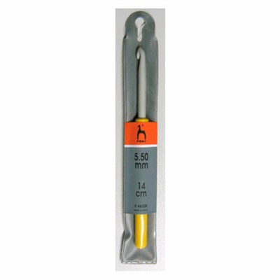 Крючок вязальный "PONY" 14 см/5,5 мм алюминий, с пластиковой ручкой
