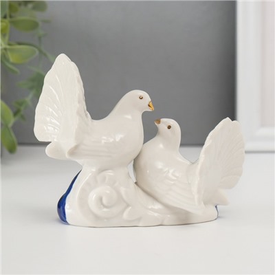 Сувенир керамика "2 голубка" кобальт, стразы 9,2х12х6 см