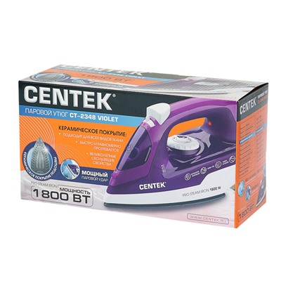 Утюг Centek CT-2348, 1300-1800 Вт, керамическая подошва, 200 мл, фиолетовый