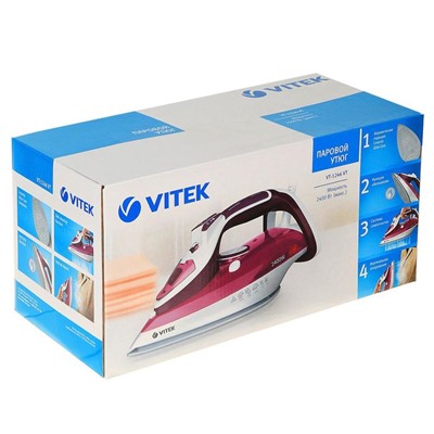 Утюг Vitek VT-1246 VT, 2400 Вт, керамическая подошва, 30 г/мин, 330 мл, фиолетовый