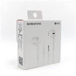 Наушники вкладыши Borofone BM80 с микрофоном цв.белый(кабель 1.2м, mini-коробка)