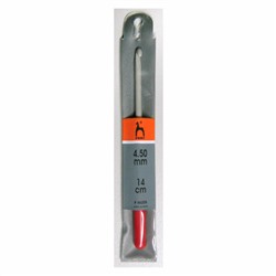 Крючок вязальный "PONY" 14 см/4,5 мм алюминий, с пластиковой ручкой