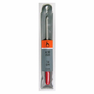Крючок вязальный "PONY" 14 см/4,5 мм алюминий, с пластиковой ручкой