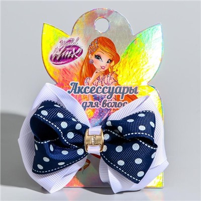 Бант для волос, белый, синий, 9 х 7,2 см "Фея Блум", WINX