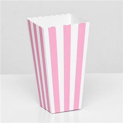 Упаковка для попкорна, розовые полосы, 8,5 х 8,5 х 16,5 см