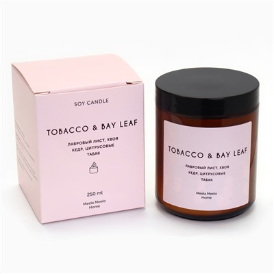 Свеча в банке ароматическая "Tоbacco & bay leaf", хвоя, кедр, табак, 250 мл