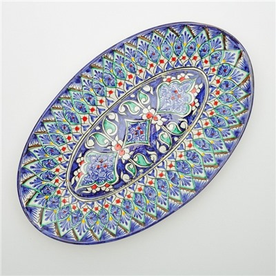 Селедочница Риштанская Керамика "Узоры", 34 см, разноцветное, овальное