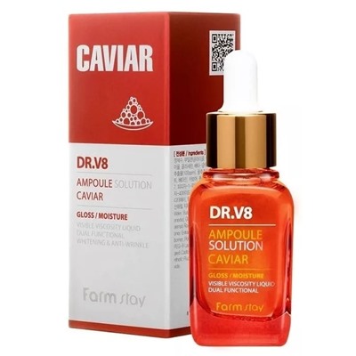 Farmstay, Ампульная сыворотка с экстрактом Икры DR.V8 Ampoule Solution Caviar, 30 мл