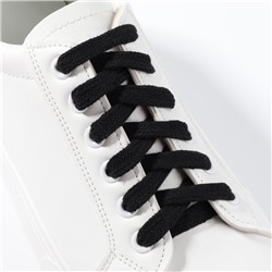 Шнурки для обуви, пара, плоские, 10 мм, 120 см, цвет чёрный