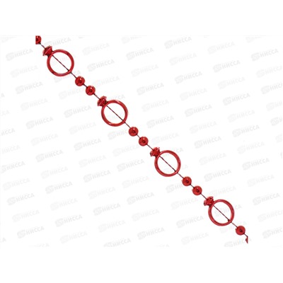 Бусы на елку 200см декоративные с кольцами и маленькими бусинами, пластик, 6цв 378-240 г