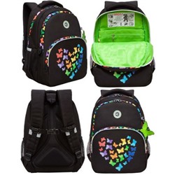 Рюкзак школьный RG-460-4/1 "Бабочки" черный 27х40х20 см GRIZZLY