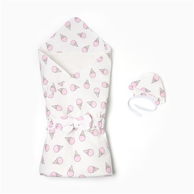 Набор для новорождённого (одеяло, шапочка, пояс), цвет розовый, рост 56-62 см