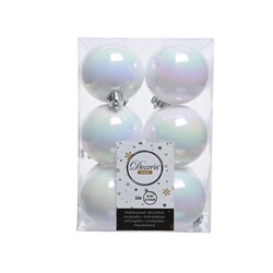 Набор однотонных пластиковых шаров глянцевых, цвет: белый перламутровый, 60 мм, упаковка 12 шт., Kaemingk