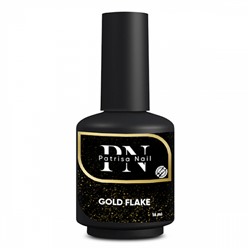 16 мл, Patrisa Nail, Топ глянцевый Gold Flake с золотыми хлопьями, без липкого слоя