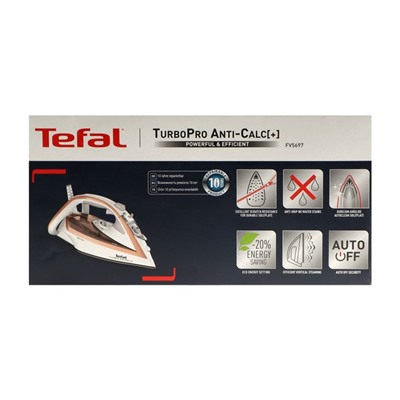 Утюг Tefal FV5697E1, 3000 Вт, керамическая подошва, 50 г/мин, 300 мл, бело-золотистый