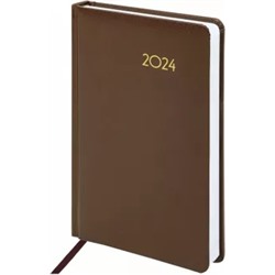 Ежедневник датированный на 2024 год Select, коричневый, А5