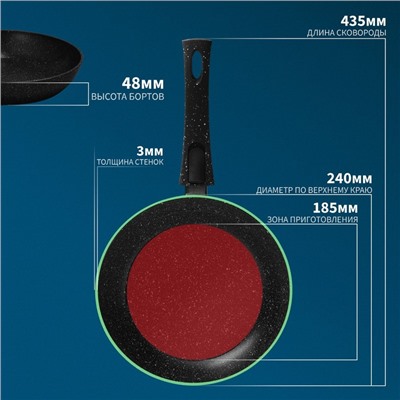 Сковорода кованая Magistro Dark, d=24 см, съёмная ручка soft-touch, антипригарное покрытие, индукция, цвет чёрный
