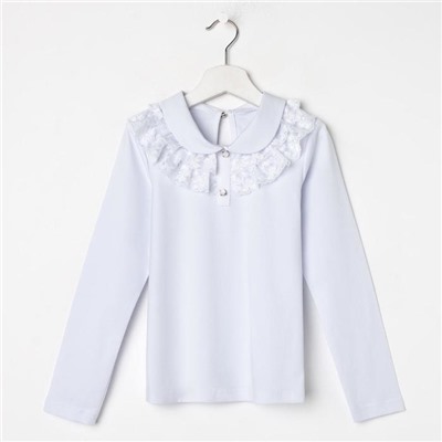Школьная блузка для девочки, цвет белый, рост 122