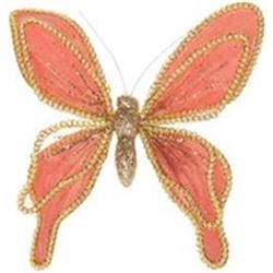 Бабочка на клипсе бархат/органза 20см розовый