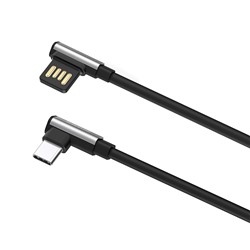 Кабель USB/Type-C Borofone BU5 1.2м цв.черный(2.4A, боковой,круглый,силикон,коробка)