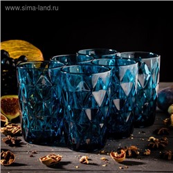 Стаканы стеклянные Magistro «Круиз», 350 мл, 8×12,5 см, 6 шт, цвет синий