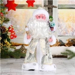 Дед Мороз "В белой шубке с подарками" двигается, с подсветкой, 30 см