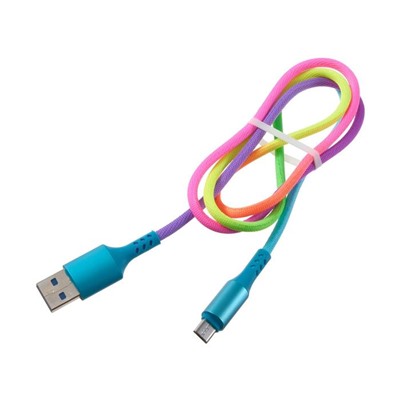 Кабель Luazon, microUSB - USB, 2 A, 1 м, оплётка нейлон, разноцветный