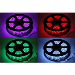 Светодиодная лента ЭРА 220В, 14x7 см, SMD5050, 20 м, IP67, 14.4Вт/м, 60 LED/м, RGB