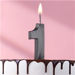 Свеча в торт на шпажке «‎Грань», цифра "1", черная, 5 см