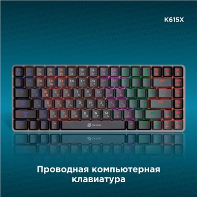 Клавиатура Оклик K615X механическая черный/серебристый USB Multimedia LED (1934413)