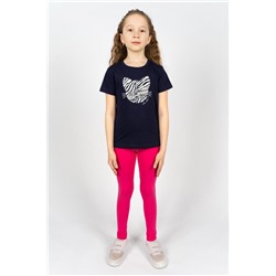 Комплект для девочки 41110 (футболка _лосины) (Т.синий/розовый)