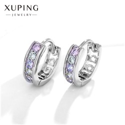 Серьги-кольца XUPING блеск, d=1,38 см, цветные в серебре