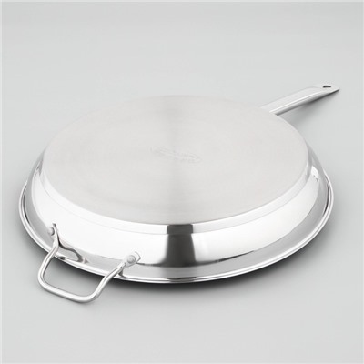 Сковорода «Общепит», d=40 см, толщина корпуса 0,8 мм, дно 3,5 мм, антипригарное покрытие, индукция, цвет металлик