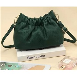 Женская кожаная сумка-мешок, зеленая