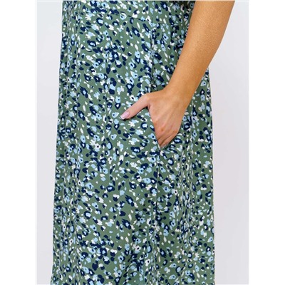 Платье женское Текс-Плюс, цвет голубой белый зеленый