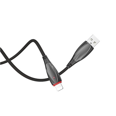 Кабель USB/8 pin HOCO U71 1.2м цв.черный(2.4A, круглый,ткань,коробка)