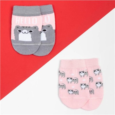 Набор новогодних носков для девочки Крошка Я «Котик», 2 пары, 10-12 см