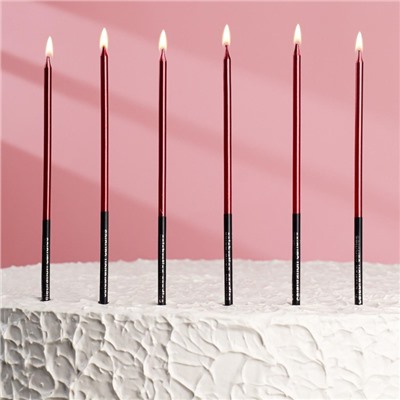 Свечи в торт "Праздник", 6 шт, 14,5 см, красный с чёрным