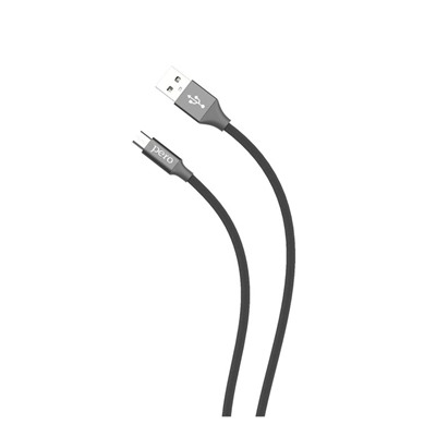 Кабель PERO DC-02, microUSB - USB, 2 А, 1 м, тканевая оплетка, черный