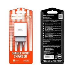 Адаптер сетевой HOCO C81A USB+кабель micro USB цв.белый(5V, 2100mA)(блистер)