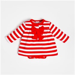 Боди-платье Крошка Я «Бантик», рост 62-68 см, цвет красный/белый