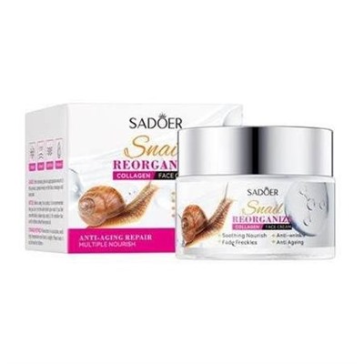 SADOER, Омолаживающий крем для лица с коллагеном и муцином улитки Snail Reorganize Collagen Face Cream, 50 г