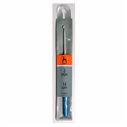 Крючок вязальный "PONY" 14 см/3 мм алюминий, с пластиковой ручкой