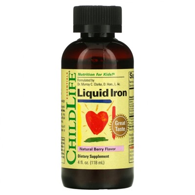 ChildLife, Liquid Iron, с натуральным ягодным вкусом, 118 мл (4 жидк. унции)