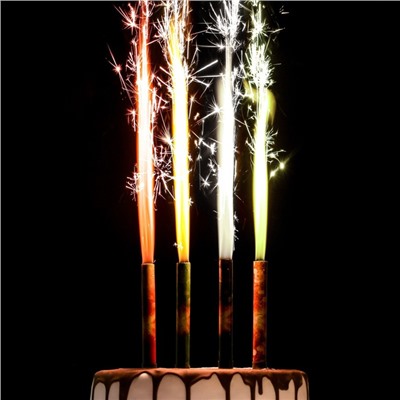 Свечи фонтаны для торта "Неон", 12,5 см, 40 секунд, цветное пламя, 4 шт