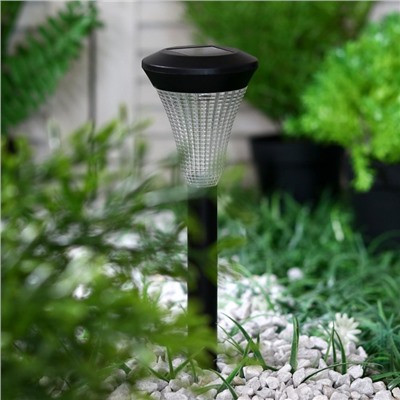 Садовый светильник на солнечной батарее «Рифлёный конус», 7 × 31 × 7 см, 1 LED, свечение белое