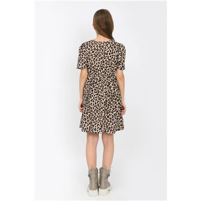 Платье Леопард короткий рукав-фонарик арт. ПЛ-372 (Леопард)