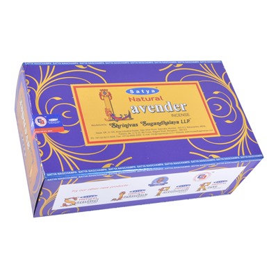 Satya-15-BL Блок благовоний Natural Lavander (Натуральная лаванда) 12 упаковок по 15 грамм